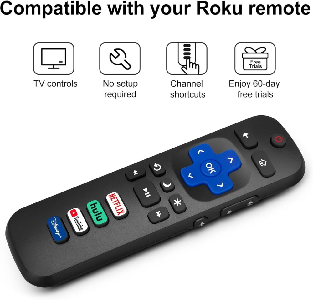 (Pack of 2) Replacement-Remote-Control for Roku-TV,Compatible for TCL Roku/Hisense Roku/Onn Roku/Philips Roku Smart TVs(Not for Roku Stick and Box) - Image 5