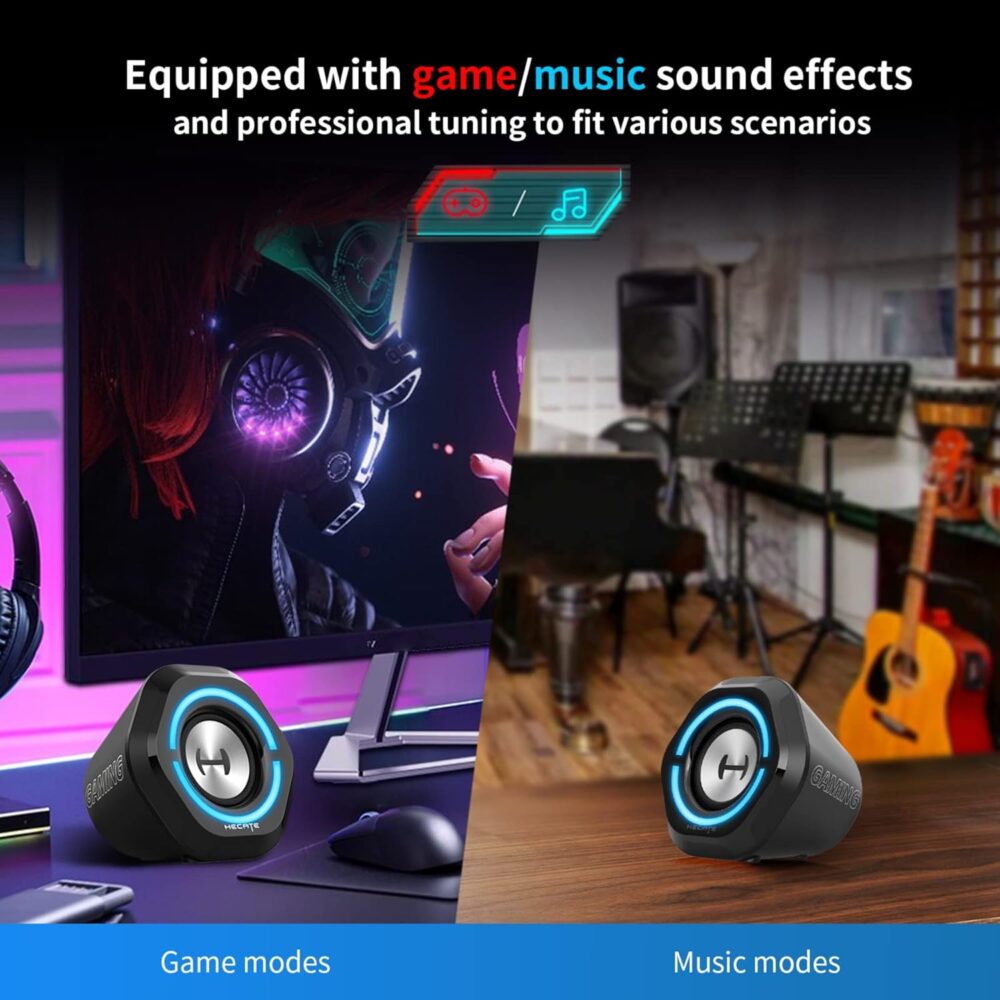 Edifier Bluetooth 5.3 Gaming Speakers,10W PC USB Computer Speakers for Laptop Desktop 3.5mm aux Input Hecate G1000 Black - Image 3