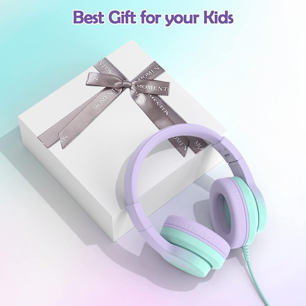 Kids Headphones, Wired Headphones for Kids Over Ear with Microphone, 85/94dB Volume Limiter Headphone for Girls Boys, Foldable Headphone for Learning & Entertainment,Gradient Purple - Image 6