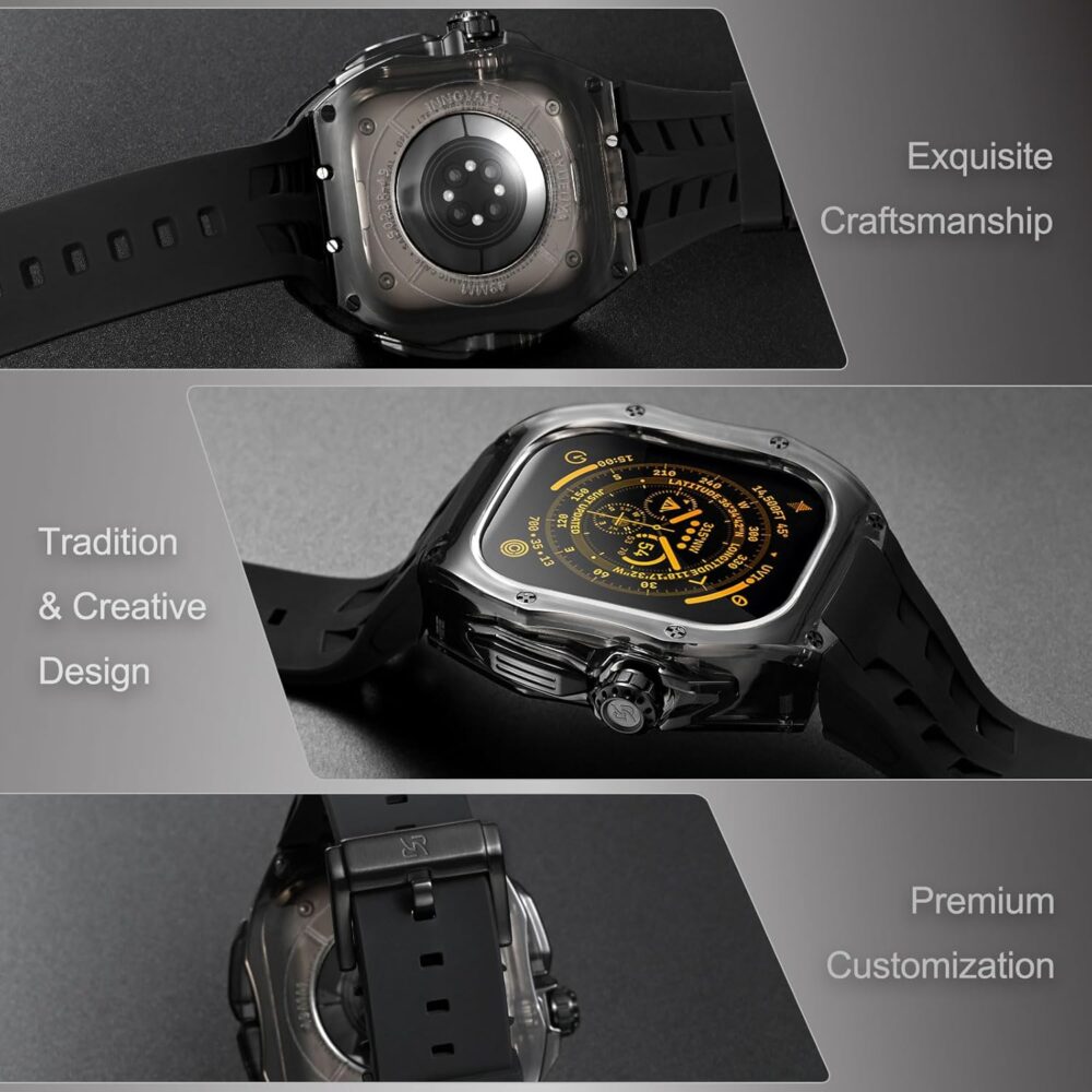 Translucent Designer Rugged Case and Band Compatible for Apple Watch Ultra 2/1 49mm, Luxury Crystal Clear Military Protective Cover Bumper Tactical for iWatch, T-OR - Image 6