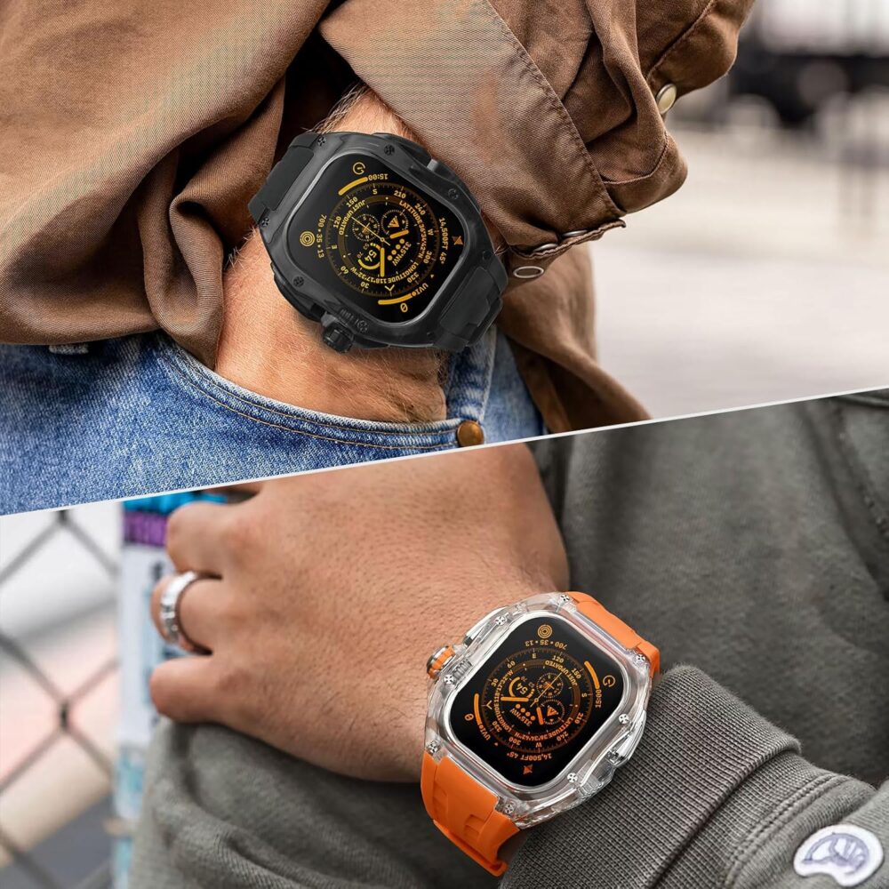 Translucent Designer Rugged Case and Band Compatible for Apple Watch Ultra 2/1 49mm, Luxury Crystal Clear Military Protective Cover Bumper Tactical for iWatch, T-OR - Image 7