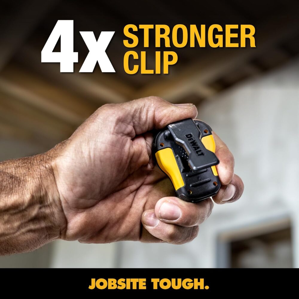 DEWALT Wearable Bluetooth Speaker (Updated Version), Clip-On Wireless Jobsite Pro Water-Resistant Portable Speaker (Non-Magnetic), Built-in Mic for Hands-Free Music/Calls, Bluetooth Speaker (Yellow) - Image 3
