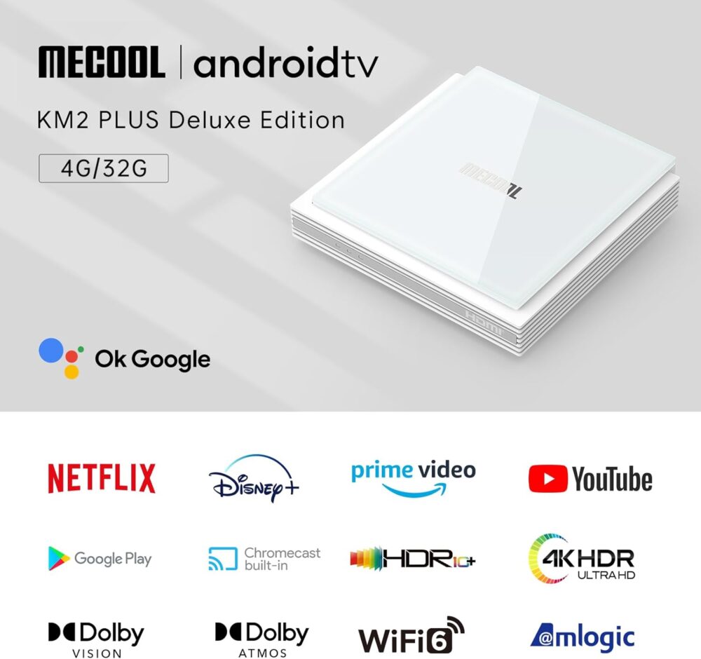 Android TV Box 11.0, MECOOL KM2 Plus Deluxe Smart TV Box 4GB 32GB Certification Netflix Google Assistant Dolby Atmos and Vision, Compatible with AV1 HDR 4K 2.4G 5.0G WiFi6 BT5.0 Amlogic S905X4 - Image 3