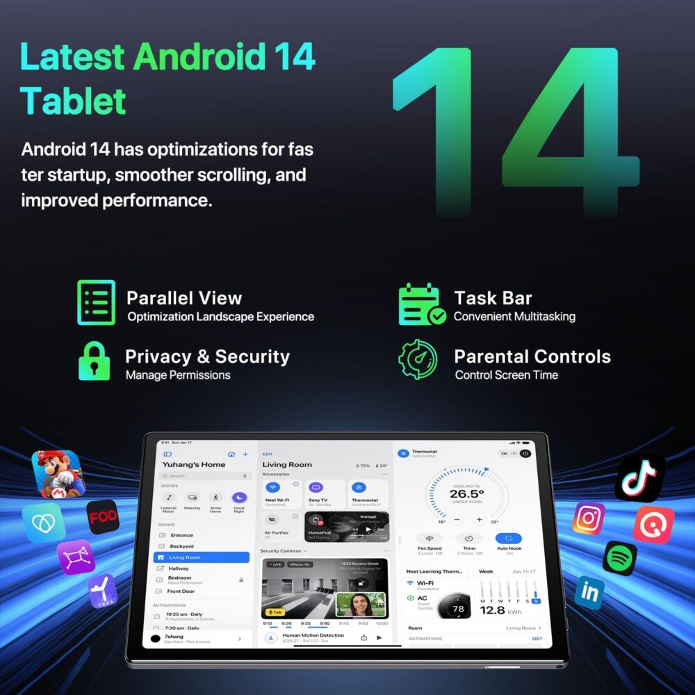 Tablet, 2025 Tablet 10 inch Android 14 Tablets, Octa-Core 10GB RAM 64GB ROM | 6000mAh Battery, 1024GB Expand |1080 * 800 HD IPS Touchscreen | 5G/2.4G WiFi 6 | Bluetooth 5.0(Gray) - Image 5
