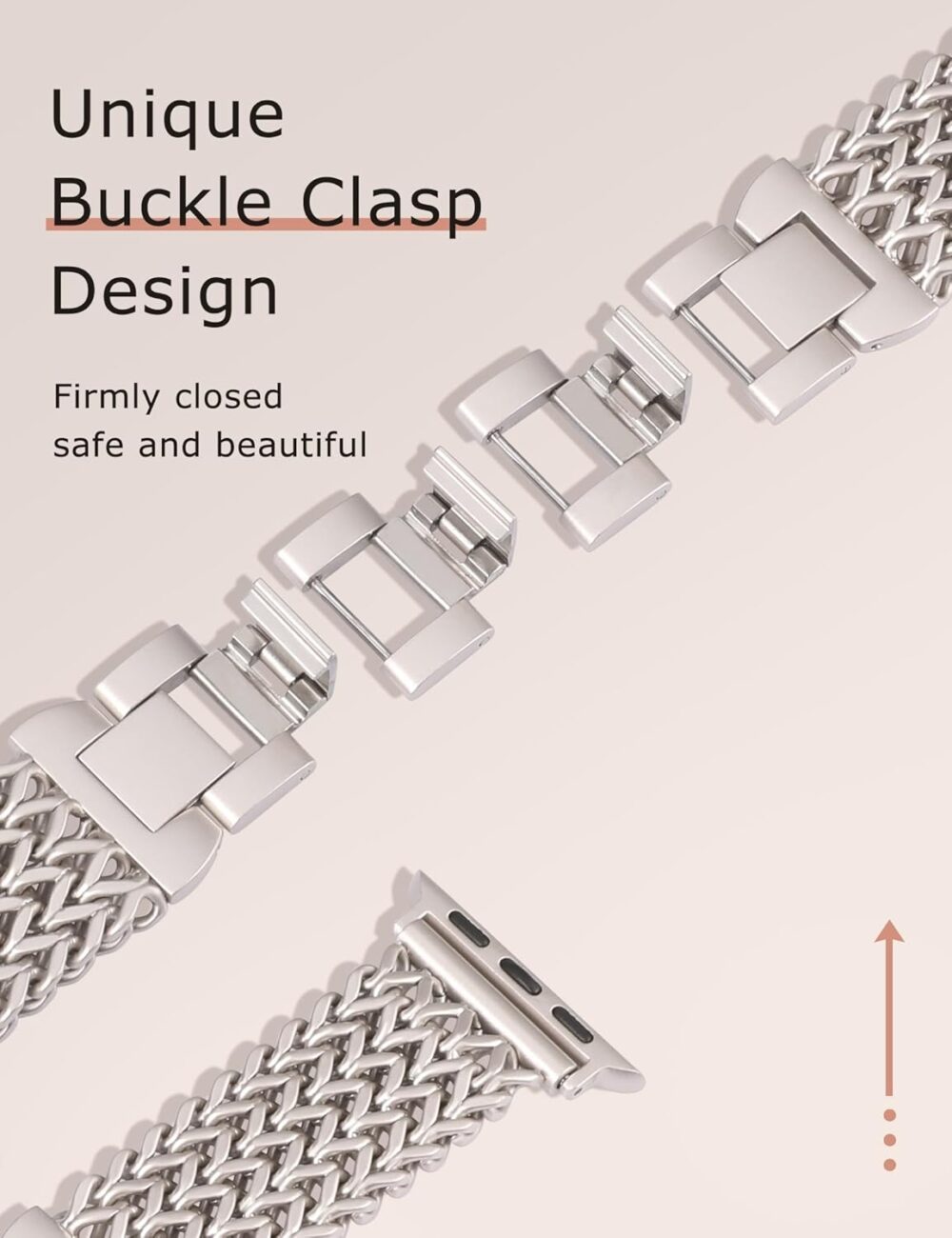 Minyee Compatible with Apple Watch Band 41/40/38/44/45/46/49/42mm Women, Dressy Stainless Steel Metal Chain Strap Designer Starlight Link Bracelet Wristband for iWatch Series 10 9 8 7 6 5 4 Ultra SE - Image 4