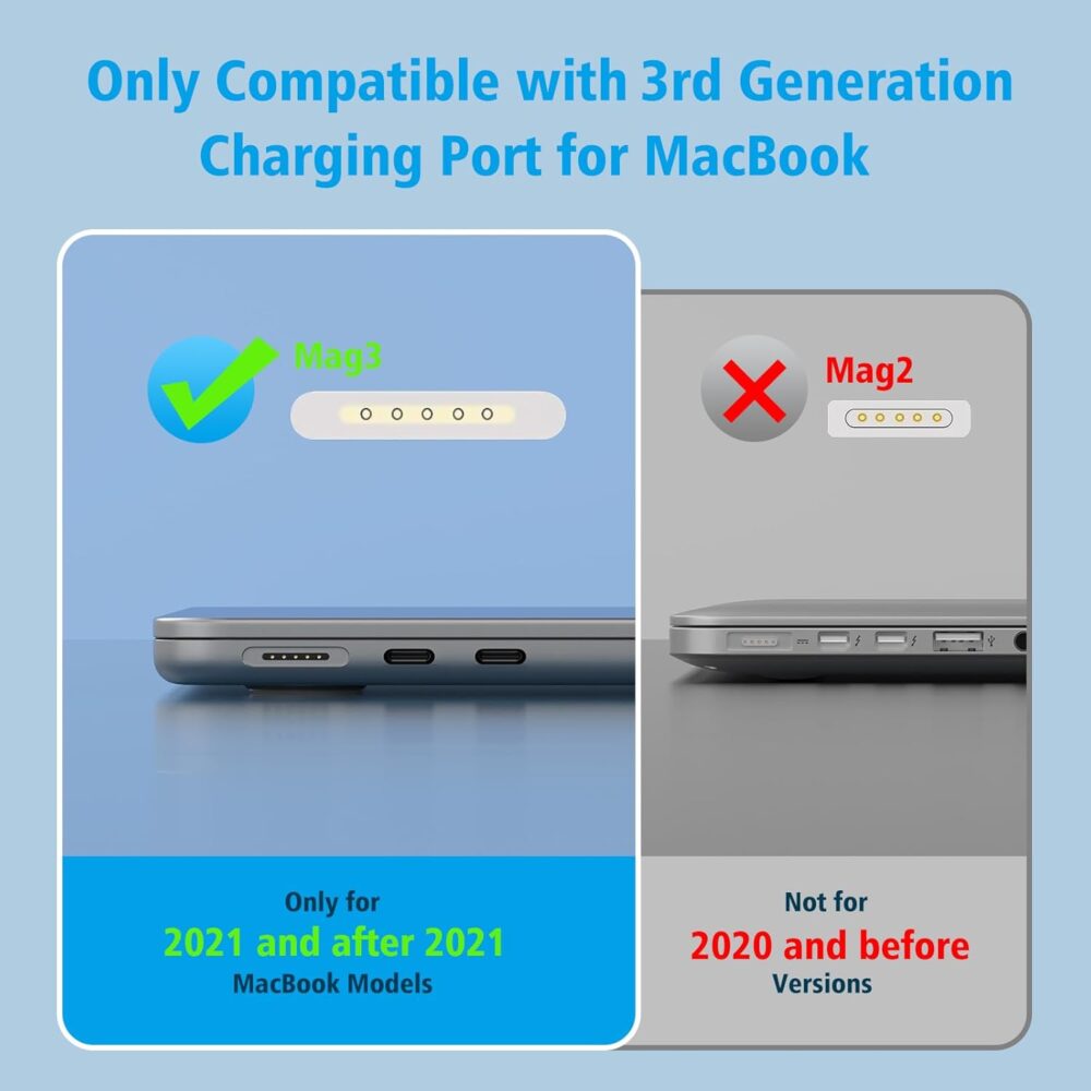 Charger for MacBook Air 13 15 inch MacBook Pro 14 inch 2025 2024 2023 2022 2021 M4 M3 M2 M1, 70W USB C Power Adapter, 6.6FT USB C to 3 Braided Cable with LED, Powerful Connect, Original Quality - Image 4