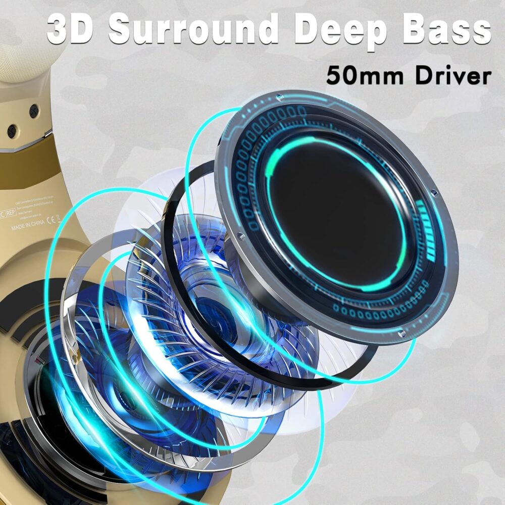 Gaming Headset for PS5 PS4 Xbox ONE Switch PC with Noise Cancelling Over-Ear Stereo Bass Surround Sound Gaming Headphone -Camo - Image 5