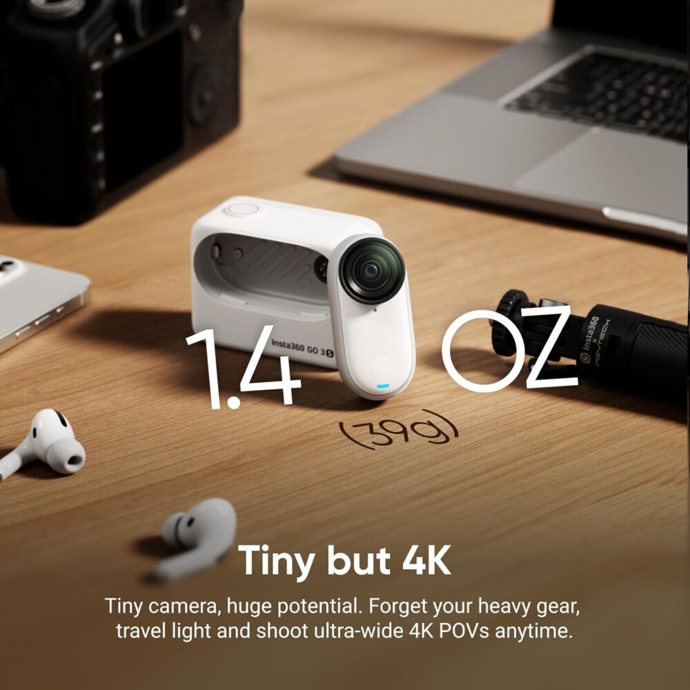 Insta360 GO 3S - 128 GB White 4K Tiny Portable Vlogging Camera, Hands-Free POVs, Mount Anywhere, Stabilization, 140 Min Battery Life, 10m Waterproof, Apple Find My, Pet POV - Image 3
