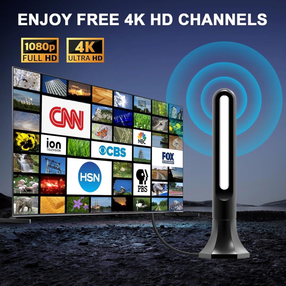 2025 Upgraded TV Antenna Indoor, 1000+ Miles Range Digital Antenna for Smart TV Indoor, HD Antenna for Local Channels with Amplifier, Outdoor Antenna Support 8K 4K 1080p All TVs 18FT Coax Cable - Image 9