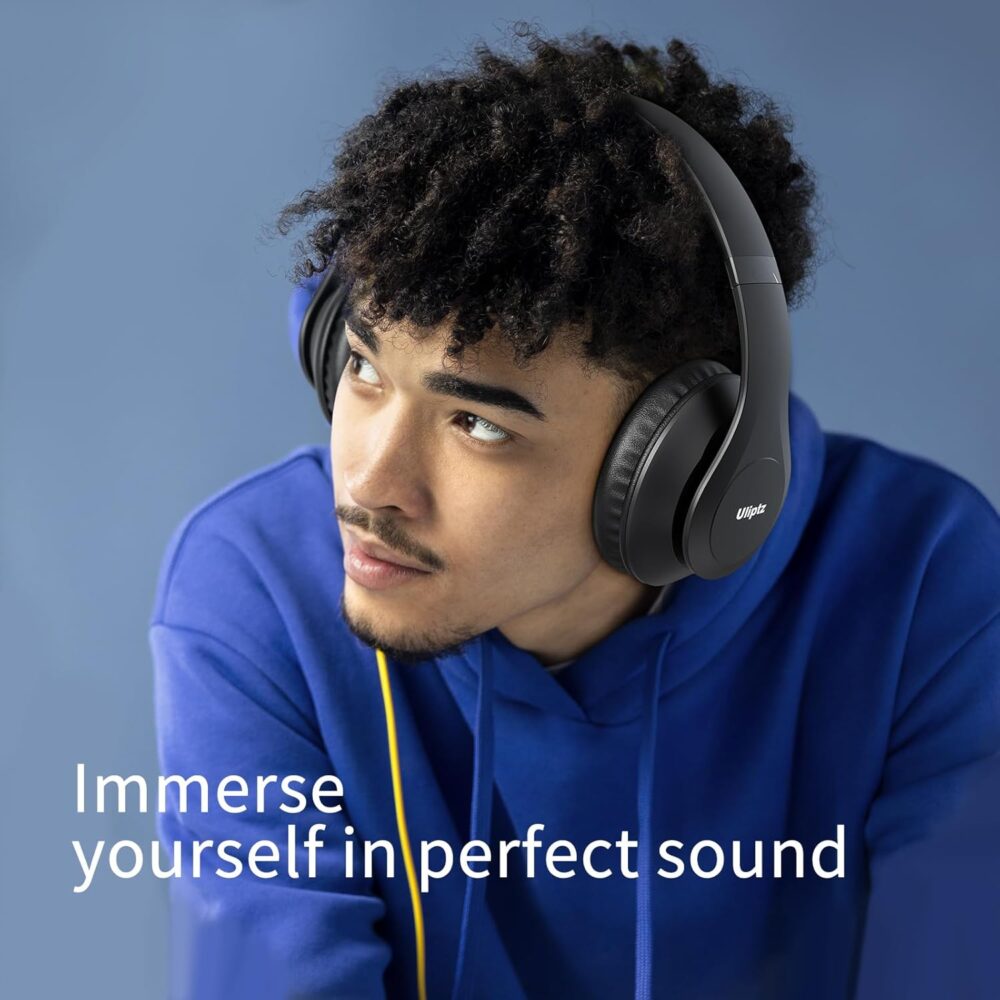 Uliptz Wireless Bluetooth Headphones, 65H Playtime, 6 EQ Sound Modes, HiFi Stereo Over Ear Headphones with Microphone, Foldable Lightweight Bluetooth 5.3 Headphone for Travel/Office/Cellphone/PC - Image 6