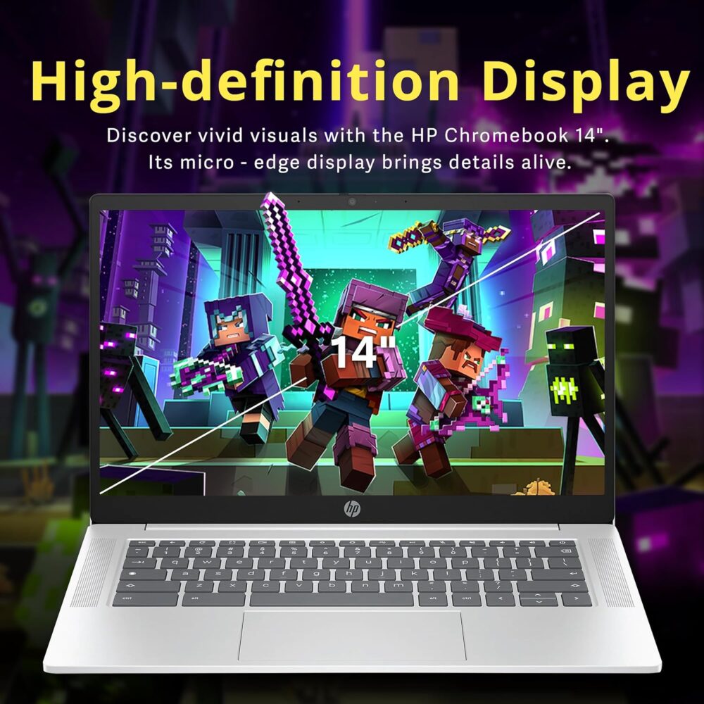 HP 14" HD Anti-Glare Chromebook Laptop, Intel N200 Processor, 4GB LPDDR5, 288GB Storage (128GB eMMC+160GB Docking Station Set), Intel UHD Graphics, Wi-Fi 6, Webcam, Chrome OS, Silver - Image 5