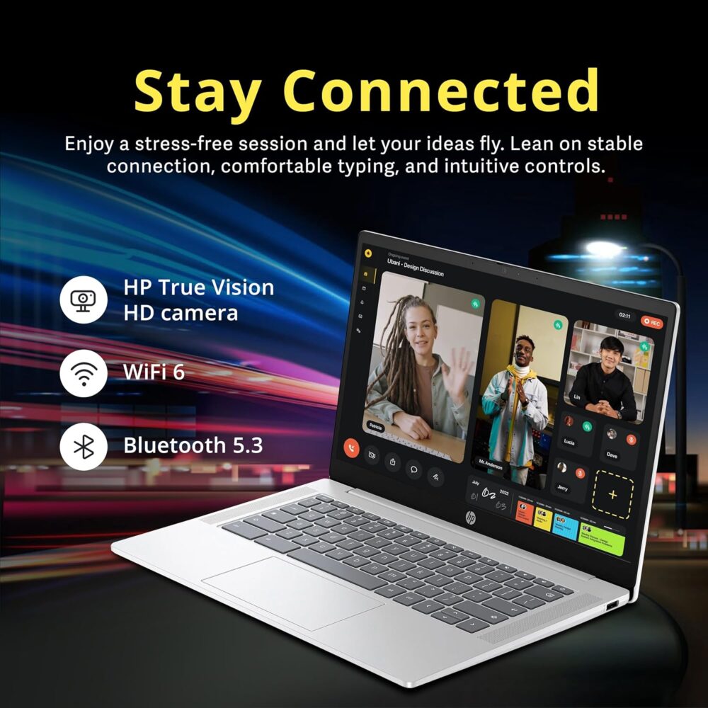 HP 14" HD Anti-Glare Chromebook Laptop, Intel N200 Processor, 4GB LPDDR5, 288GB Storage (128GB eMMC+160GB Docking Station Set), Intel UHD Graphics, Wi-Fi 6, Webcam, Chrome OS, Silver - Image 6