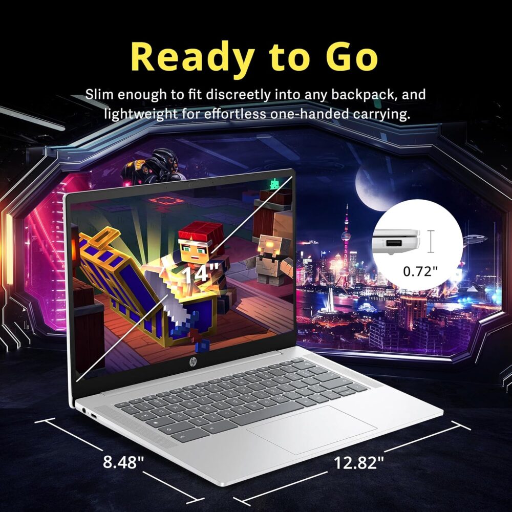 HP 14" HD Anti-Glare Chromebook Laptop, Intel N200 Processor, 4GB LPDDR5, 288GB Storage (128GB eMMC+160GB Docking Station Set), Intel UHD Graphics, Wi-Fi 6, Webcam, Chrome OS, Silver - Image 9