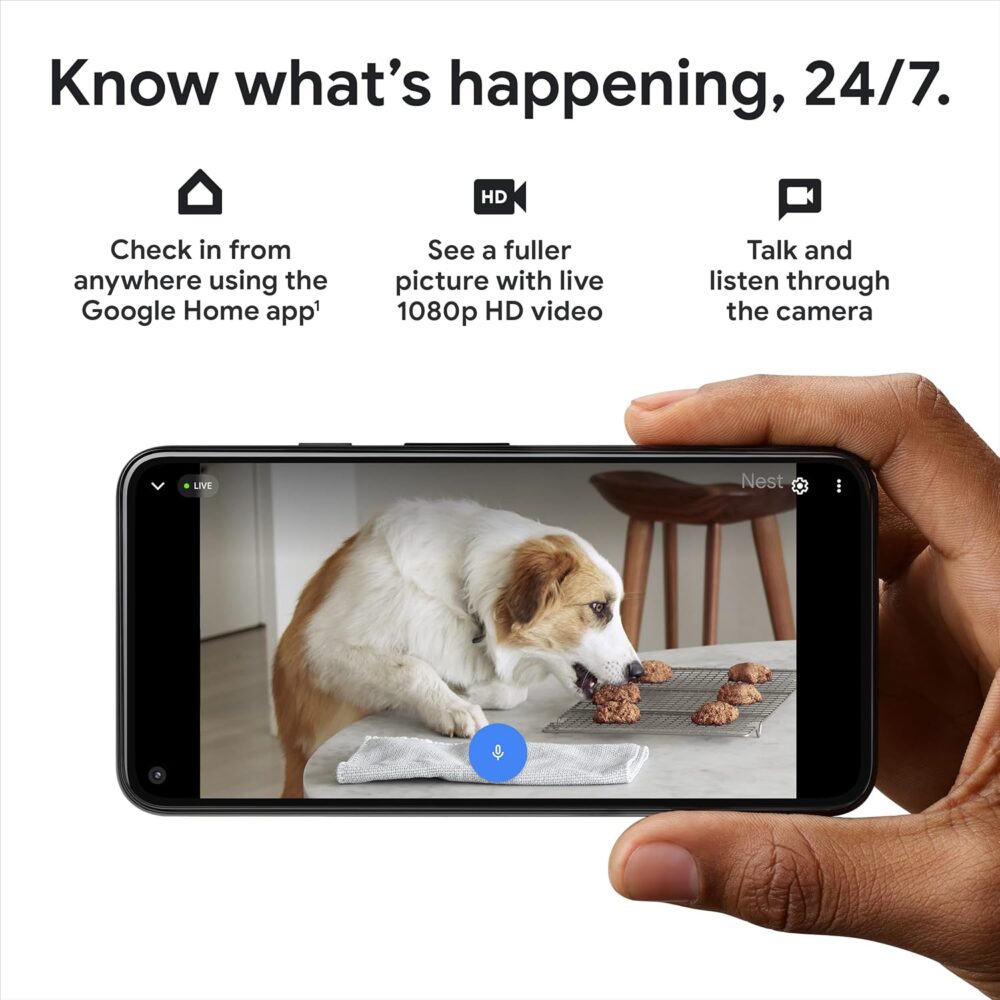 Google indoor Nest Security Cam 1080p (Wired) - 2nd Generation - Snow - Image 4
