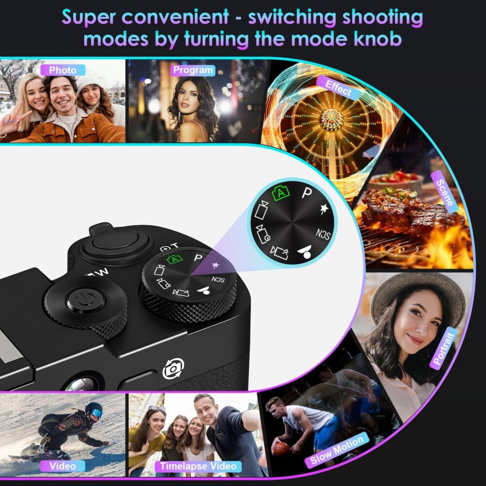 5K 64MP Digital Camera, WiFi Cameras for Photography & Video, 3X Optical Zoom Autofocus Travel Vlogging Camera for YouTube, 64GB Card, 2 Batteries - Image 7