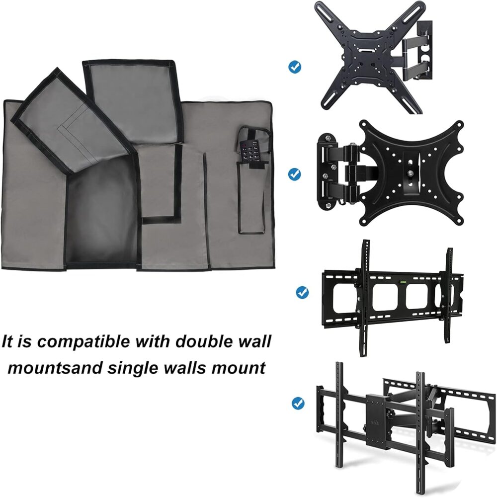iBirdie Outdoor TV Cover 52 to 55 inch Weatherproof, Cover Size 52''L x 31''H, Waterproof for Outside Flat Screen 52 to 55 inch TV, Grey, 600D Thick Fabric Screen Protector with Bottom - Image 5