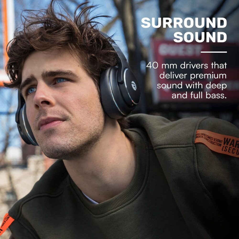 Raycon Everyday Wireless Bluetooth Over Ear Headphones, with Active Noise Cancelling, Awareness Mode and Built in Microphone, IPX 4 Water Resistance, 38 Hours of Battery Life (Frost White) - Image 7