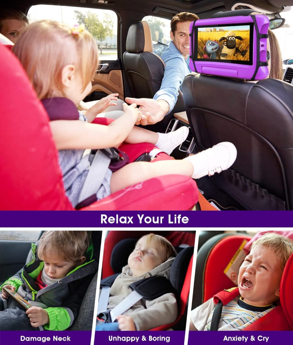 Upgraded Car Headrest Mount Holder, Tablet Holder for Car Back Seat, Tablet Mount for Kids Fits All 7-12.9'' Tablets - Image 3