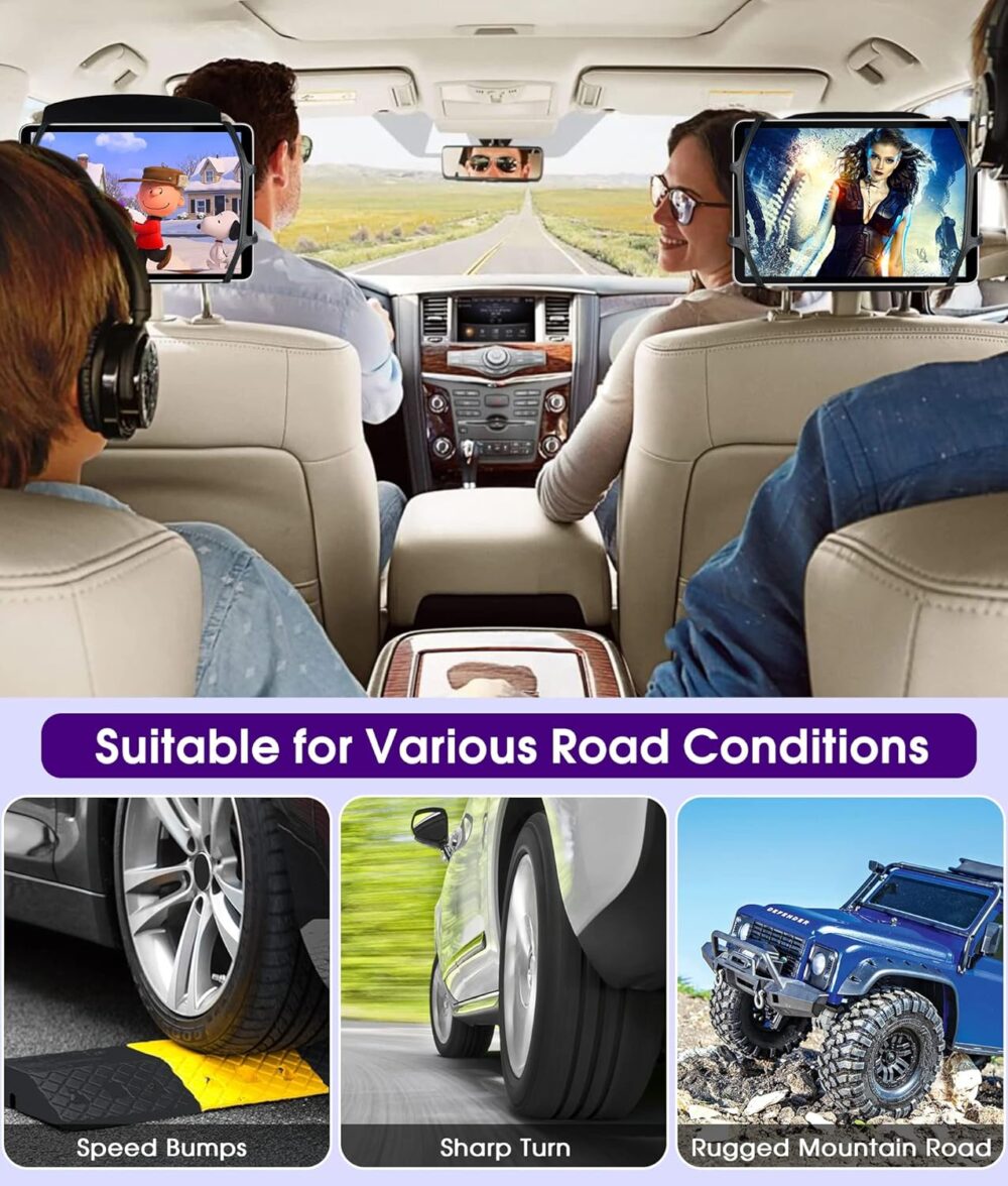 Upgraded Car Headrest Mount Holder, Tablet Holder for Car Back Seat, Tablet Mount for Kids Fits All 7-12.9'' Tablets - Image 4