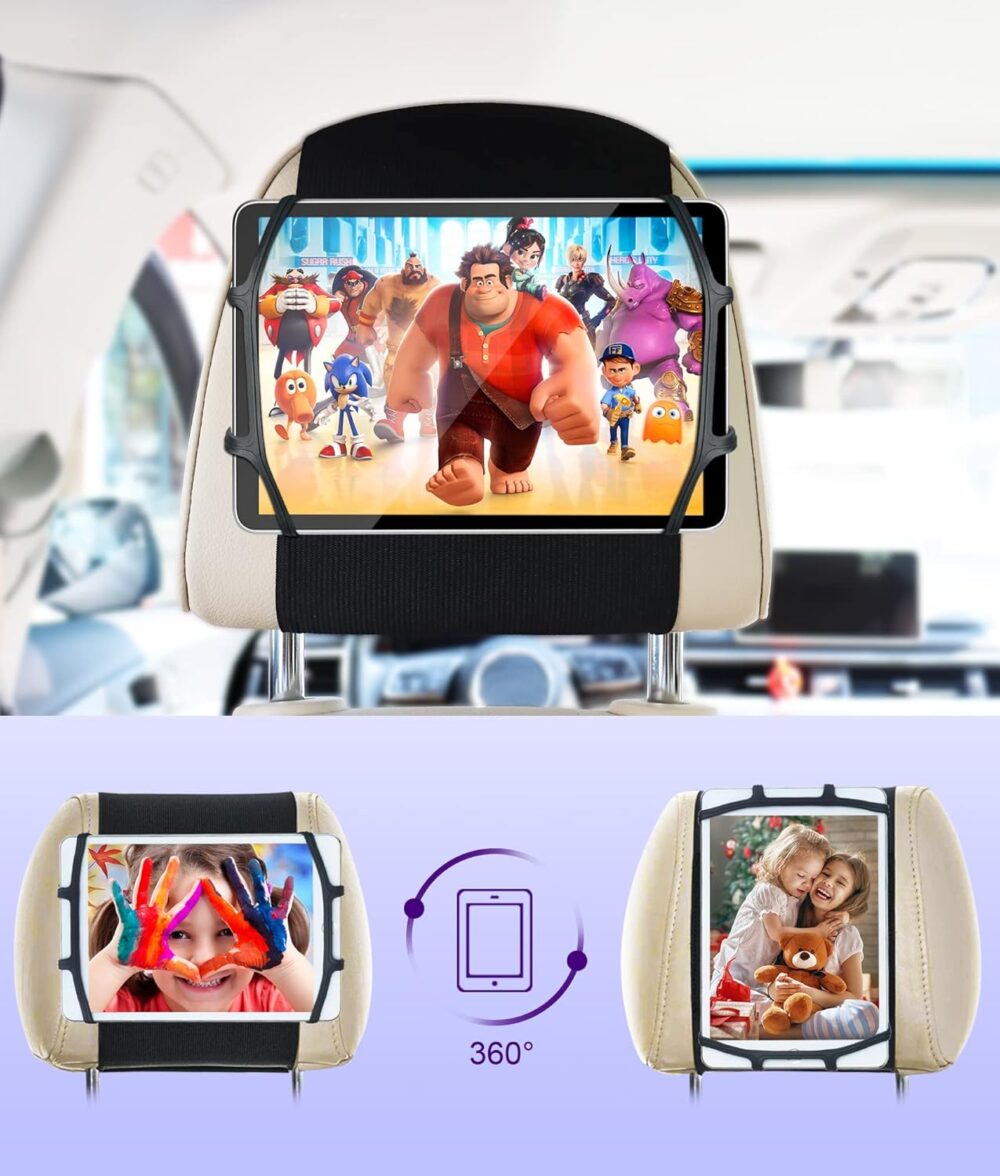 Upgraded Car Headrest Mount Holder, Tablet Holder for Car Back Seat, Tablet Mount for Kids Fits All 7-12.9'' Tablets - Image 5