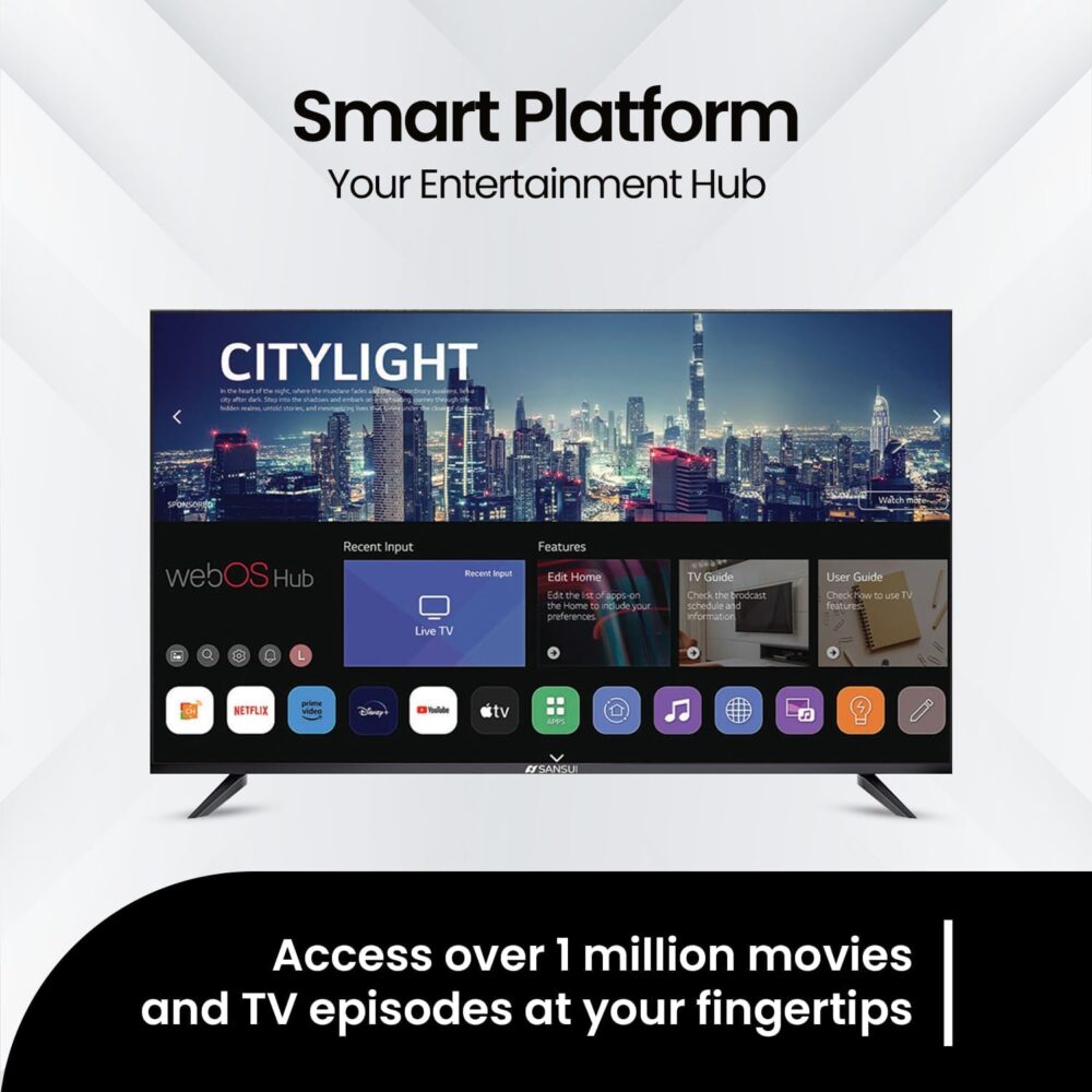 SANSUI 40" inch LED Smart TV FHD 1080P | Frameless Screen with Dolby Vision & Dolby Atmos Sound | WebOS hub with Google Play & Live TV | Support WiFi & Bluetooth & Chromecast - Image 5