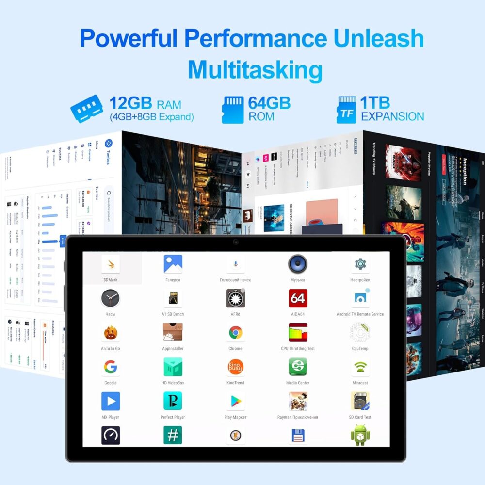 Tablet 10 inch Android 14 Tablet with Octa Core Processor 12GB RAM 128GB ROM 1TB Expandable 1280x800 IPS Touchscreen, 6000mAh Battery, WiFi 6, BT 5.4, Dual Camera (Sliver) - Image 4