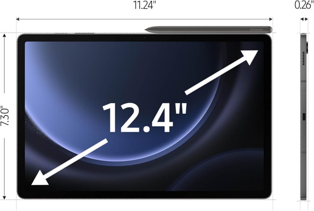 SAMSUNG Galaxy Tab S9 FE+ Plus 12.4” 256GB Android Tablet, Long Battery Life, Powerful Processor, S Pen, 8MP Camera, Lightweight Durable Design, Expandable Storage, US Version, 2023, Gray - Image 3