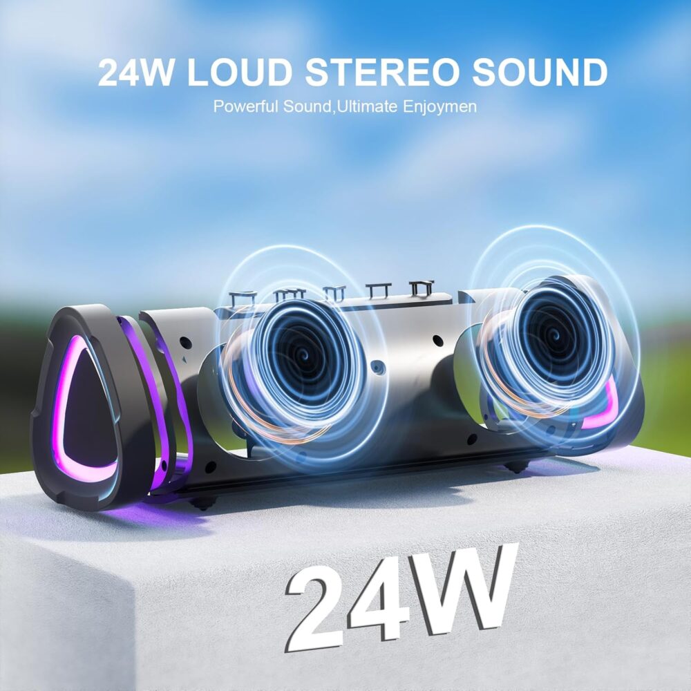Vanzon Bluetooth Speakers, V40 Portable Wireless Speaker V5.0 with 24W Loud Stereo Sound, 24H Playtime, TWS & IPX7 Waterproof, Suitable for Travel, Home and Outdoors - Image 4