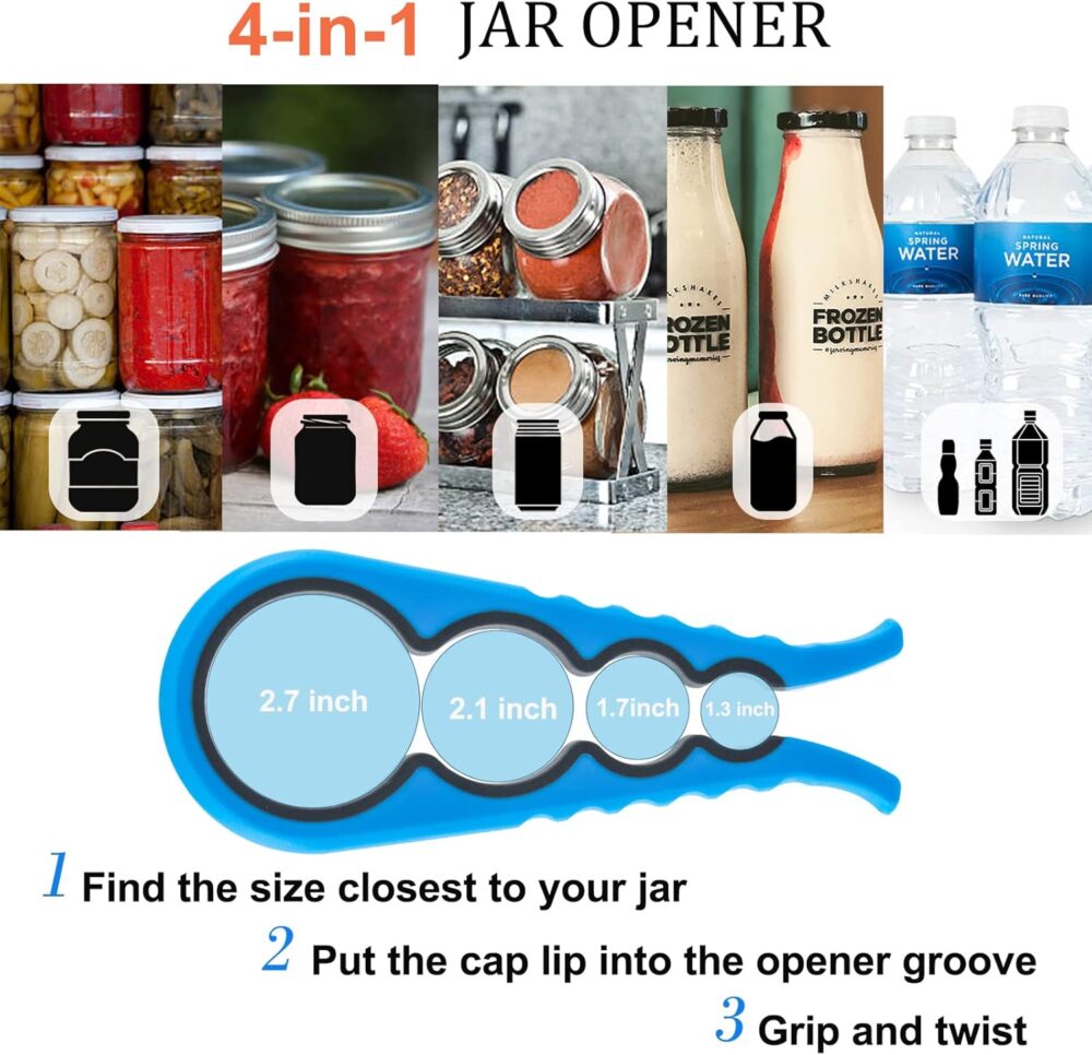 Bloss Anti-skid Jar Opener Jar Lid Remover Rubber Can Opener Kitchen Grippers To Remove Stubborn Lids, Caps and Bottles Great Kitchen Gadgets For Small Hands or Seniors,Blue - Image 5