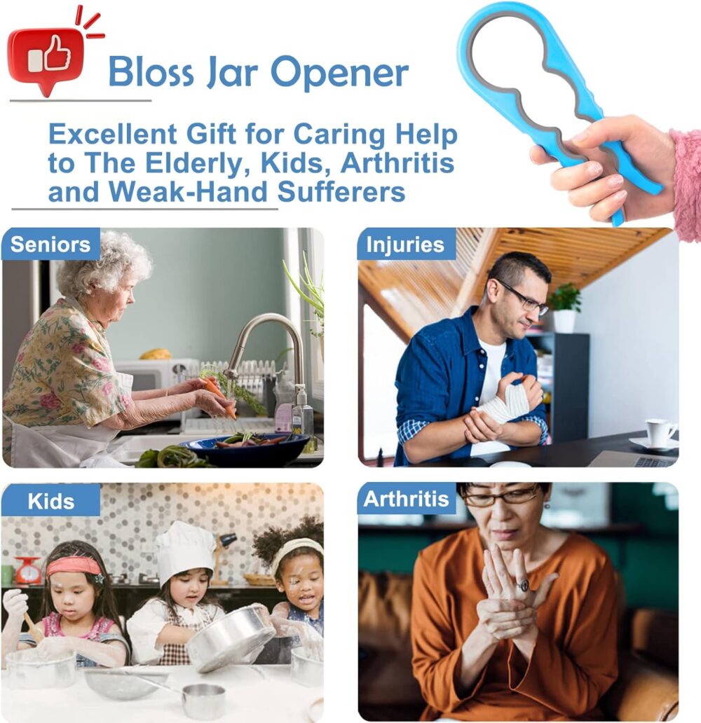 Bloss Anti-skid Jar Opener Jar Lid Remover Rubber Can Opener Kitchen Grippers To Remove Stubborn Lids, Caps and Bottles Great Kitchen Gadgets For Small Hands or Seniors,Blue - Image 6