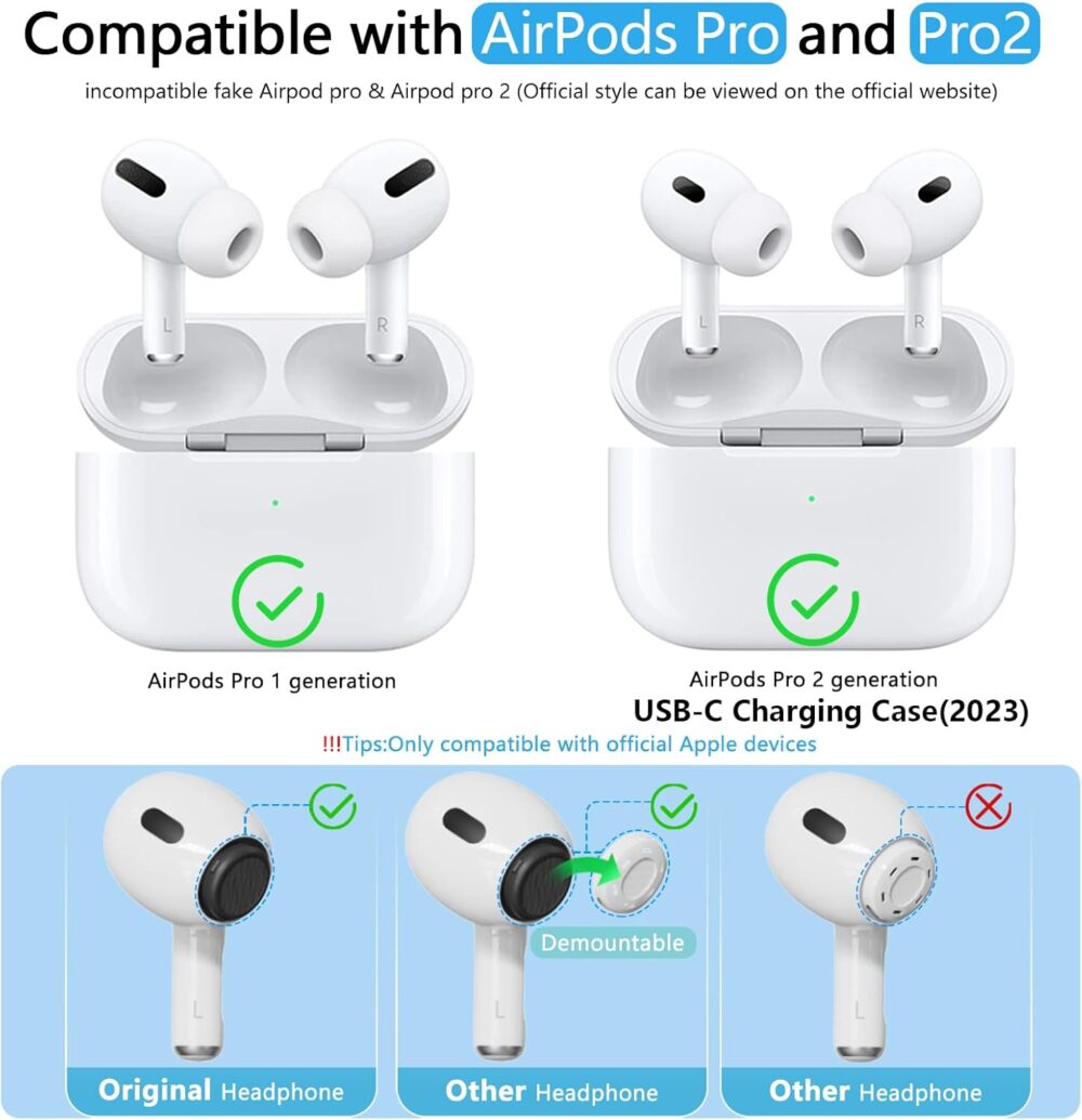 Compatible with AirPods Pro 2nd/1st Generation Replacement Ear Tips,with Noise Reduction Hole & Built-in dust Guard Screen,for USB-C Charging Case with Cleaner kit -4 Sizes (XS/S/M/L)-Whiite - Image 3