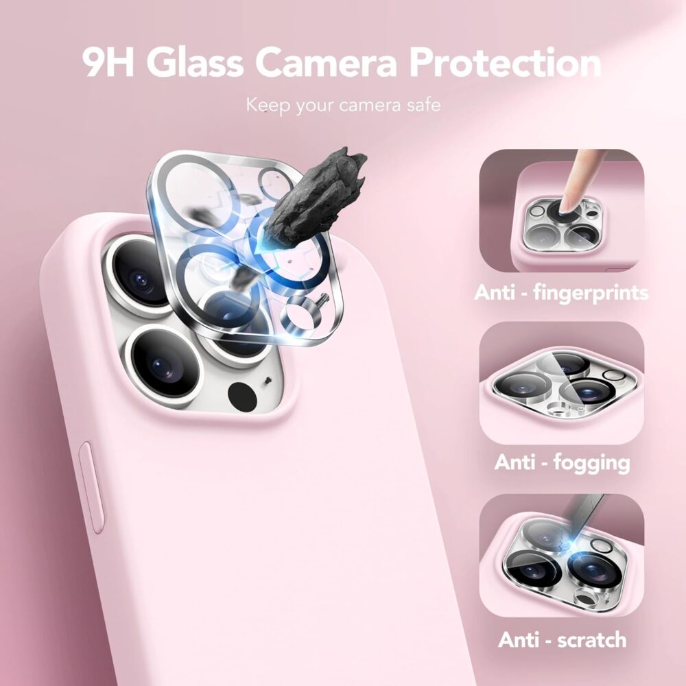 GONEZ for iPhone 15 Pro Max Case Silicone, Compatible with Magsafe, Camera Protector + Screen Protector, Soft Anti-Scratch Microfiber Lining, Liquid Silicone Shockproof Phone Cover, Chalk Pink - Image 8