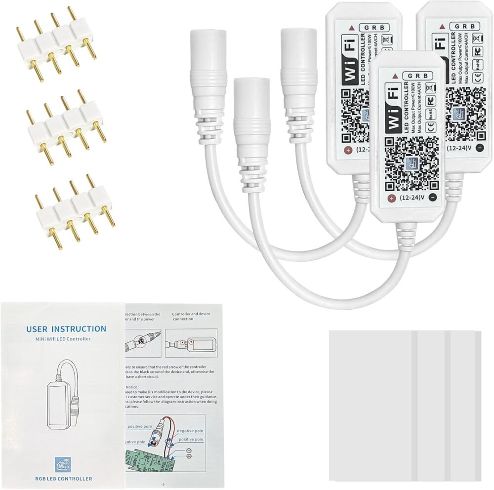 3 Pack Smart WiFi LED Controllers, RGB Led Strip Lights Wireless Control, Compatible with Alexa & Google Home & IFTTT, Free Magic Home App Control for Home Decoration TV Background Stair LED Lights - Image 3