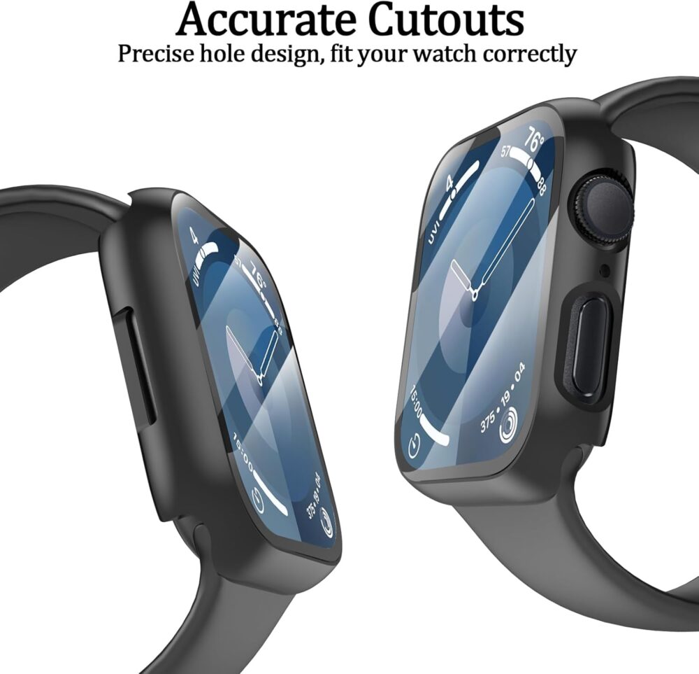 6 Pack Case for Apple Watch Series 9/8/7 41mm with Tempered Glass Screen Protector, Ultra-Thin Scratch Resistant Full Protective Bumper Cover for iWatch 41mm - Image 6