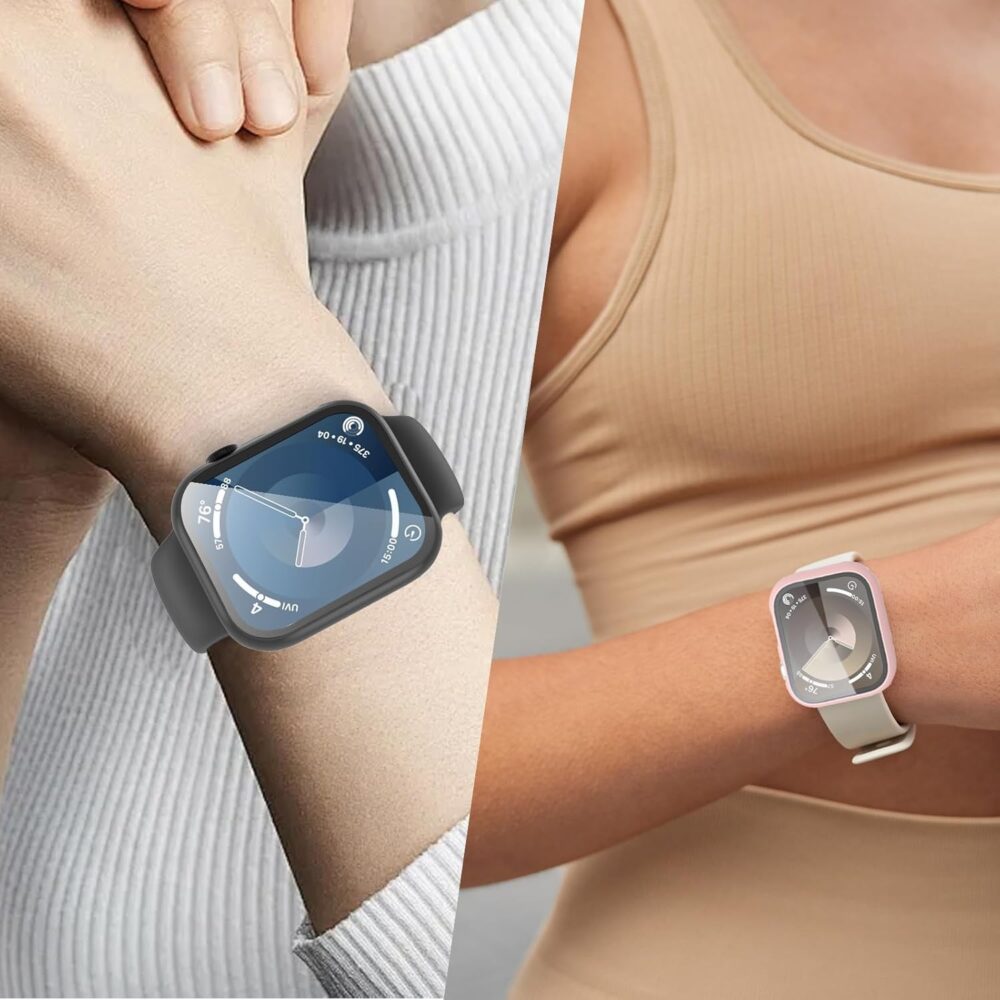 6 Pack Case for Apple Watch Series 9/8/7 41mm with Tempered Glass Screen Protector, Ultra-Thin Scratch Resistant Full Protective Bumper Cover for iWatch 41mm - Image 8
