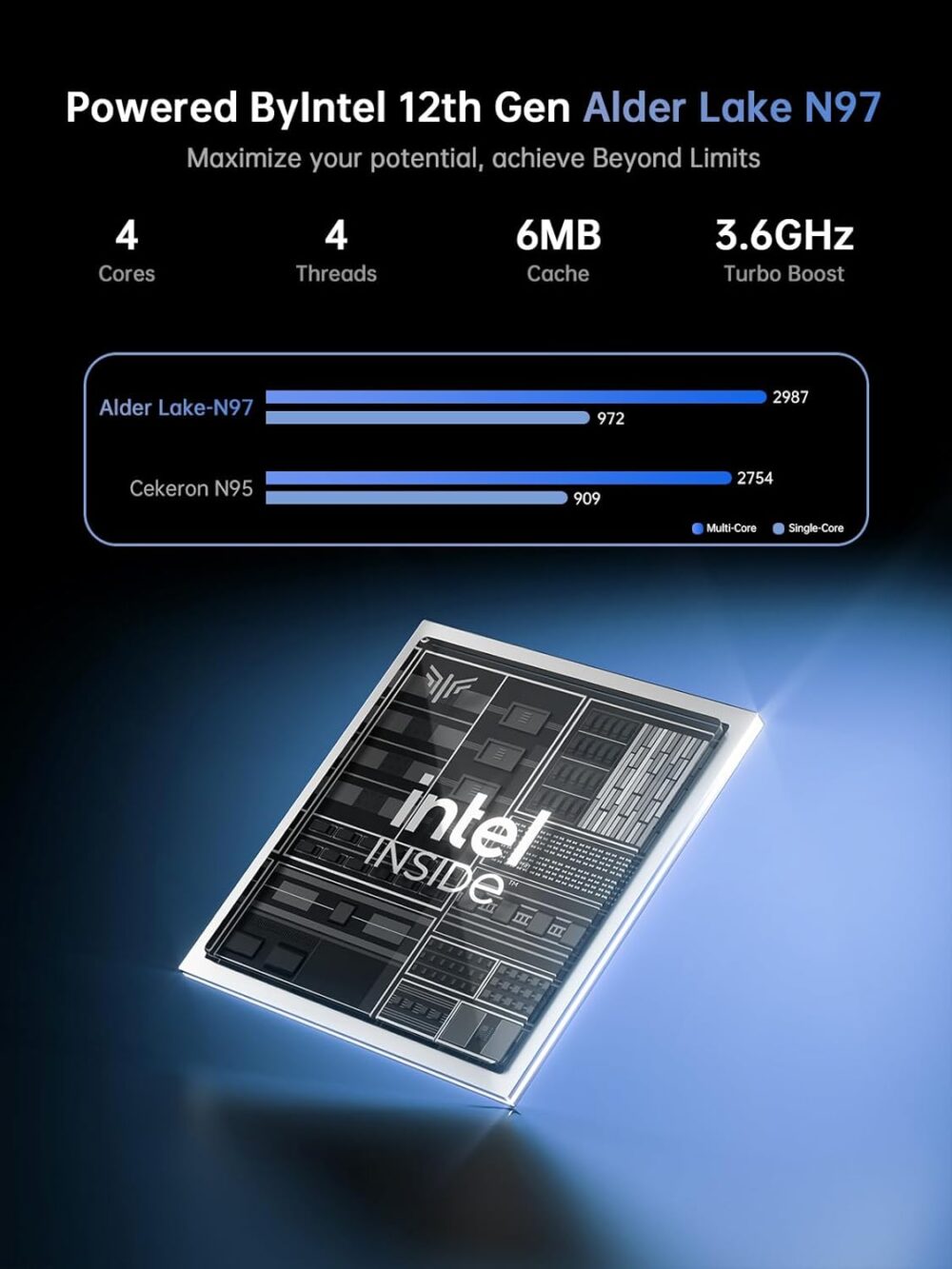 2025 Laptop, Laptop Computer with Quad-Core Processor(Up to 3.6GHz), 16GB DDR4 512GB SSD Laptop, 15.6" IPS 1080P, Metal Shell, USB3.2 - Image 3