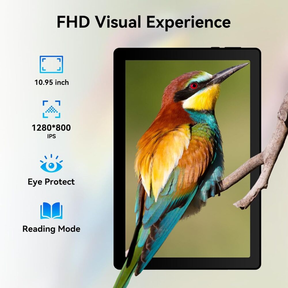 Tablet, 10.95" Android Tablet, 16GB RAM 128GB ROM 1TB Expansion, Octa-Core, Android 14, 1280x800 FHD Touch Screen, Widevine L1, Dual Camera, WiFi6, BT5.3, 6800mAh Battery - Image 5