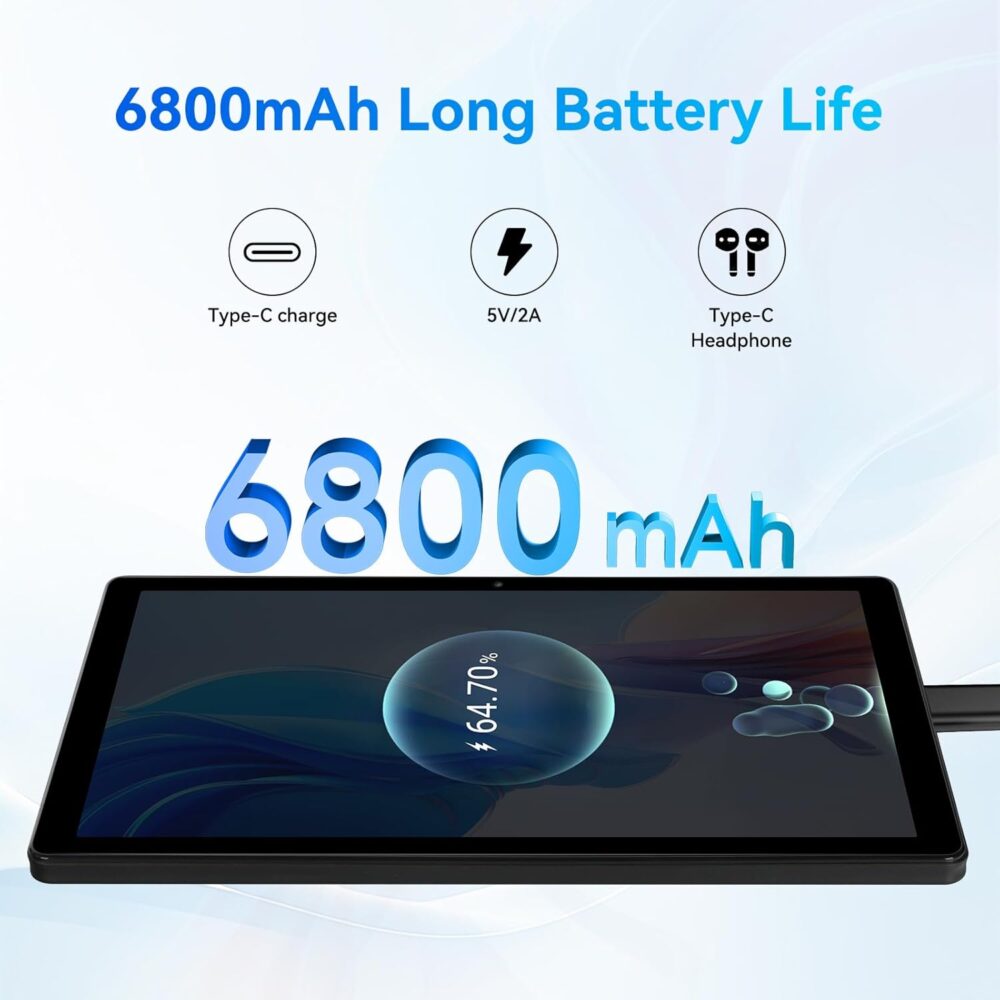 Tablet, 10.95" Android Tablet, 16GB RAM 128GB ROM 1TB Expansion, Octa-Core, Android 14, 1280x800 FHD Touch Screen, Widevine L1, Dual Camera, WiFi6, BT5.3, 6800mAh Battery - Image 7