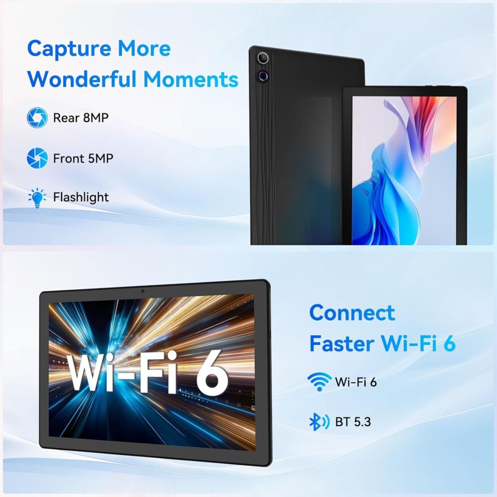 Tablet, 10.95" Android Tablet, 16GB RAM 128GB ROM 1TB Expansion, Octa-Core, Android 14, 1280x800 FHD Touch Screen, Widevine L1, Dual Camera, WiFi6, BT5.3, 6800mAh Battery - Image 9