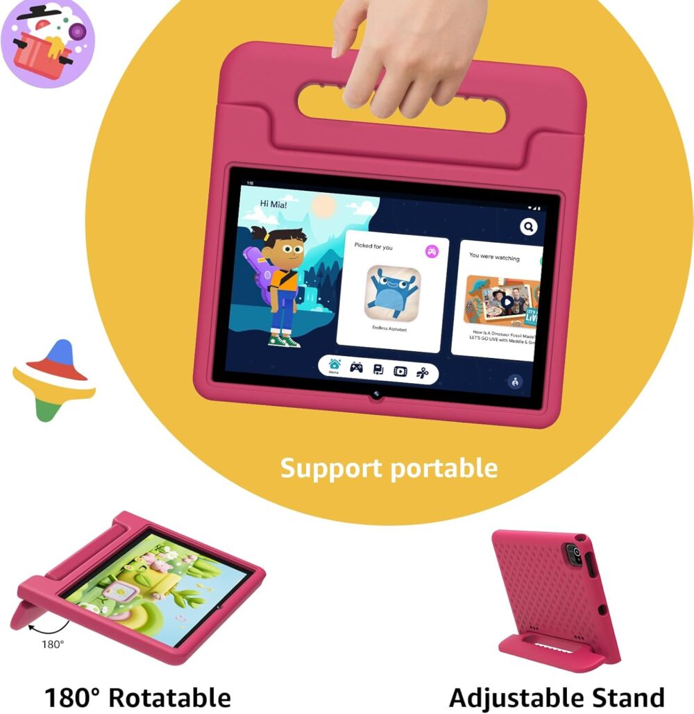 ApoloSign Kids Tablet 2025, 10.1 inch Tablet for Kids, Octa-core, 6 GB RAM, 64GB ROM Tablets for Toddlers with Parental Control, 8-hr Battery, Wi-Fi6, BT5.0, Droop-Proof Case (Pale Pink) - Image 4