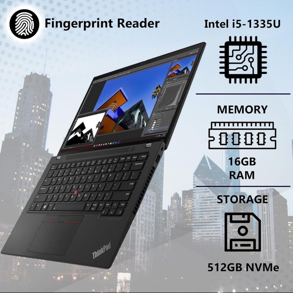 Lenovo ThinkPad T14 Business Laptop (14" FHD+ IPS, Intel 10 Core i5-1335U, 16GB RAM, 512GB SSD) 5MP Webcam, 2 Thunderbolt 4, 2024 AI PC, Win 11 Pro w/USB Drive - Image 3