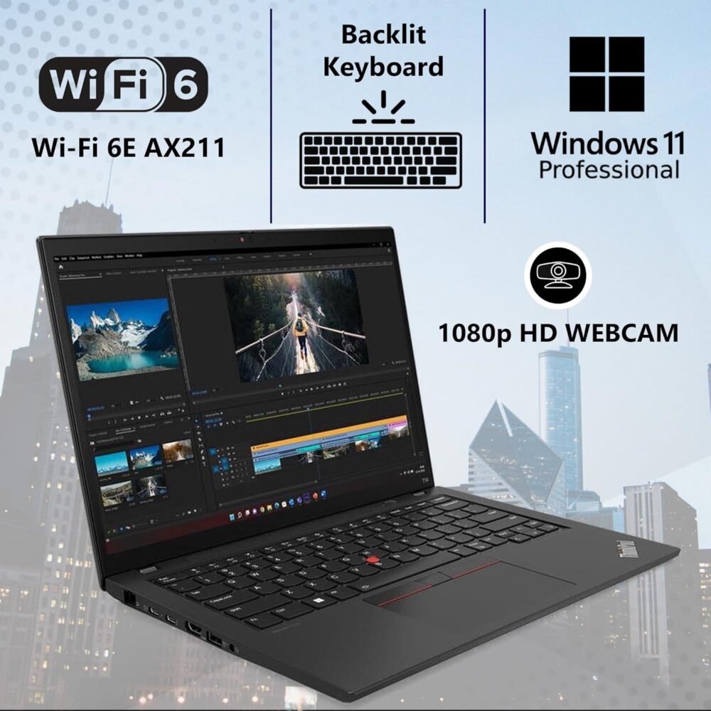 Lenovo ThinkPad T14 Business Laptop (14" FHD+ IPS, Intel 10 Core i5-1335U, 16GB RAM, 512GB SSD) 5MP Webcam, 2 Thunderbolt 4, 2024 AI PC, Win 11 Pro w/USB Drive - Image 4