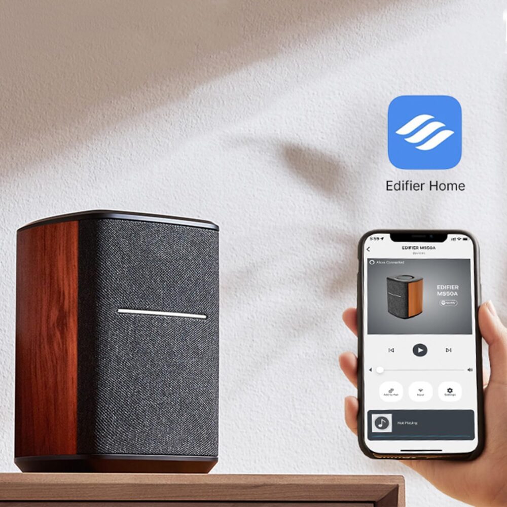Edifier WiFi Smart Speaker Without Microphone, Works with Alexa, Supports AirPlay 2, Spotify,Tidal Connect, 40W RMS One-Piece Wi-Fi and Bluetooth Sound System, No Mic, MS50A - Image 3