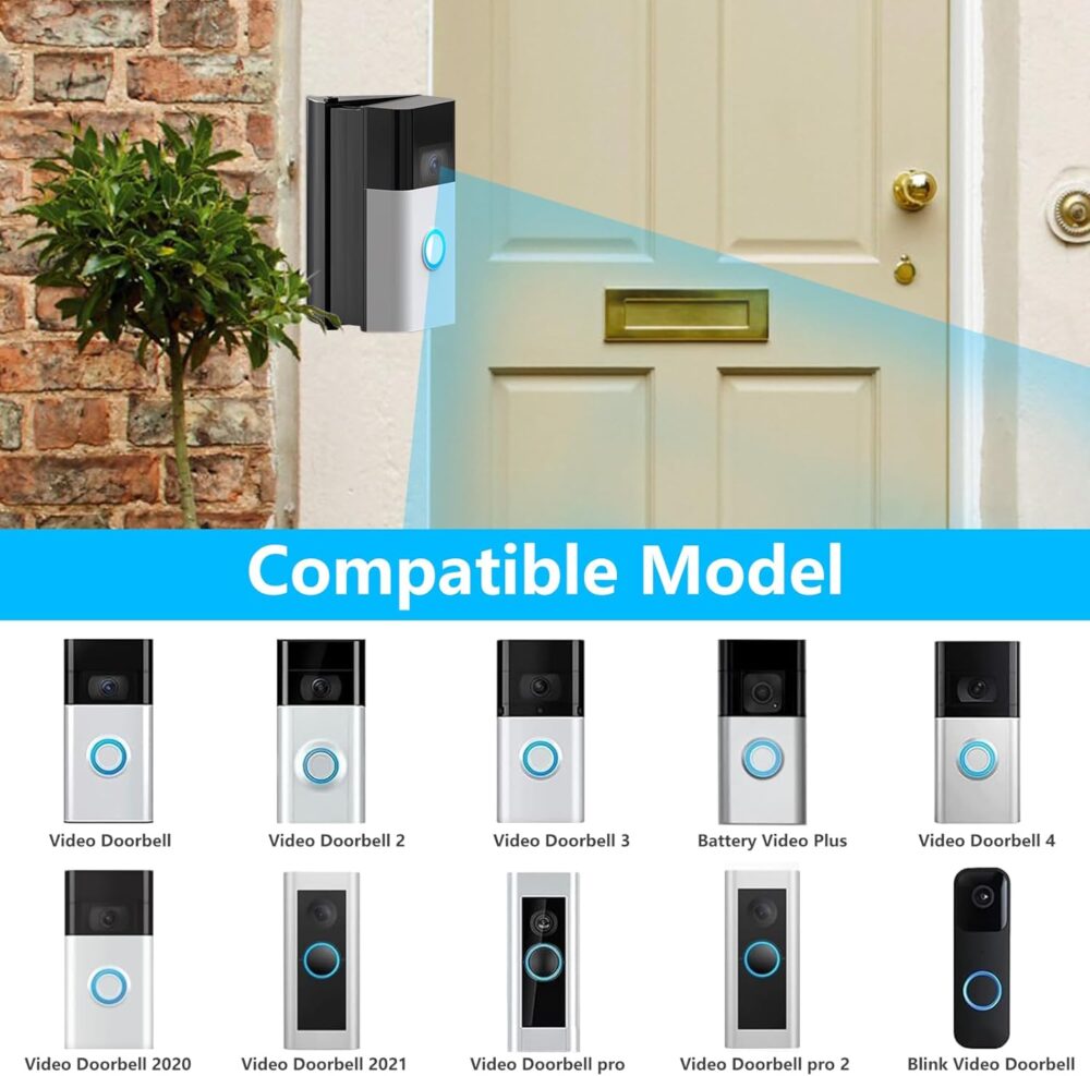 Adjustable 30 to 55 Degree Doorbell Angle Mount Compatible with Video Doorbell 1/2/3/4/(2020 Release)/Battery Doorbell Plus/Pro, Doorbell Camera Door Mount Wedge Kit for House - Image 3