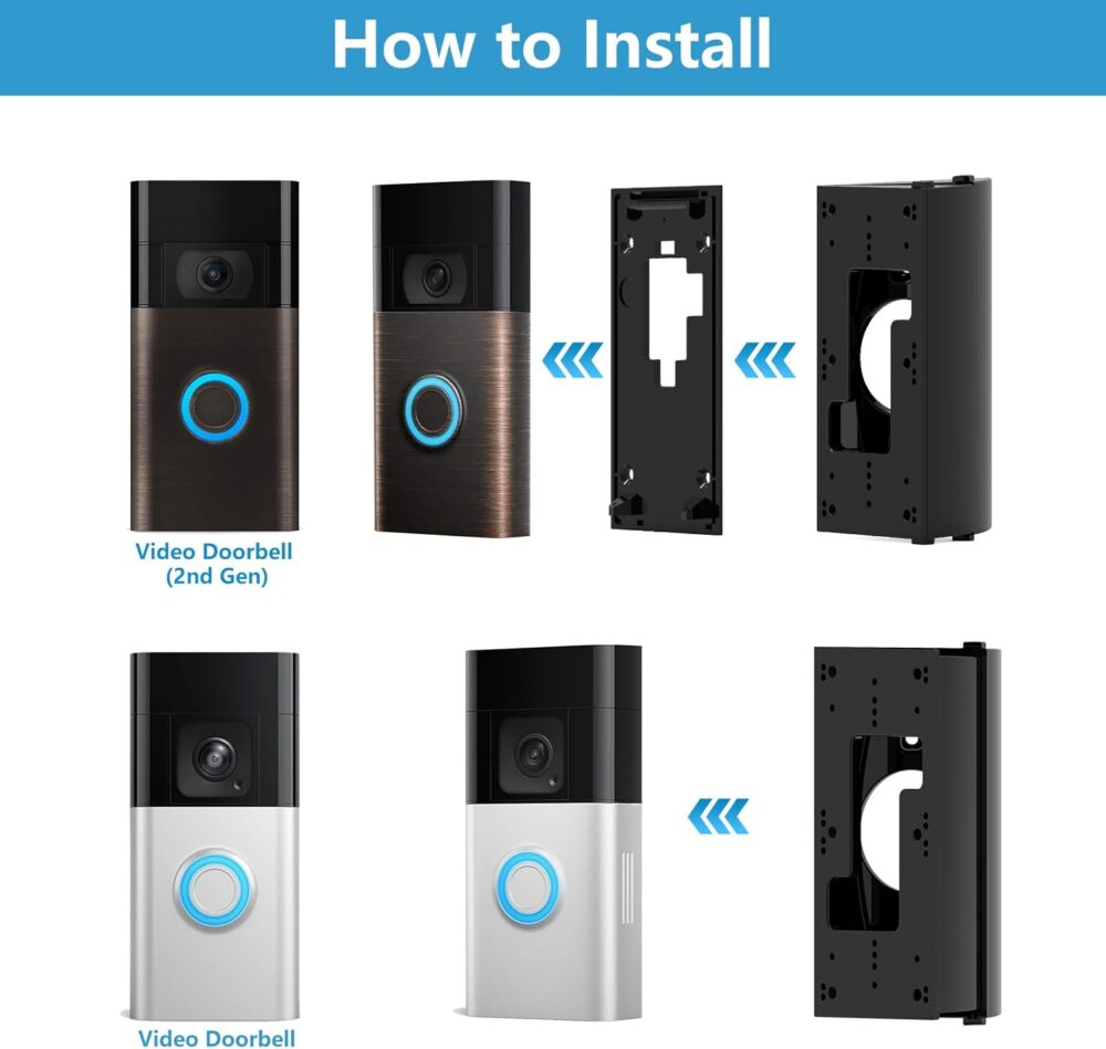 Adjustable 30 to 55 Degree Doorbell Angle Mount Compatible with Video Doorbell 1/2/3/4/(2020 Release)/Battery Doorbell Plus/Pro, Doorbell Camera Door Mount Wedge Kit for House - Image 5