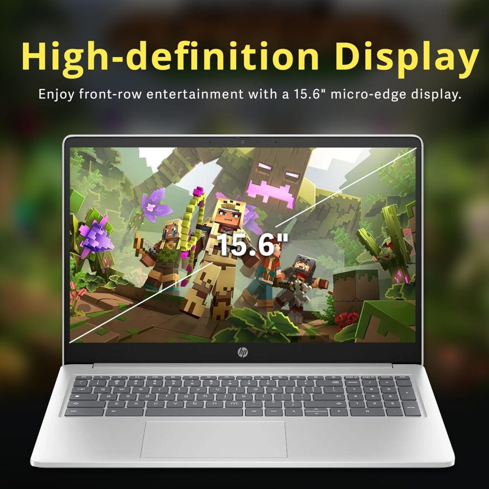 HP 15.6" HD Anti-Glare Chromebook Laptop, Intel Pentium N200, 8GB LPDDR5, 224GB Storage (64GB eMMC+160GB Docking Station Set), Intel UHD Graphics, Num Pad, 720p Camera, Wi-Fi 6, Chrome OS, Silver - Image 6