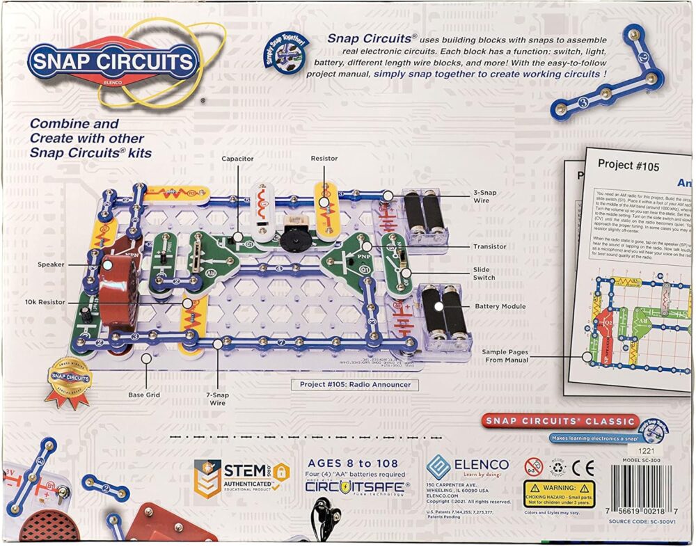 Snap Circuits Classic SC-300 Electronics Exploration Kit | Over 300 Projects | Full Color Manual Parts | STEM Educational Toy for Kids 8+ 2.3 x 13.6 x 19.3 inches - Image 3