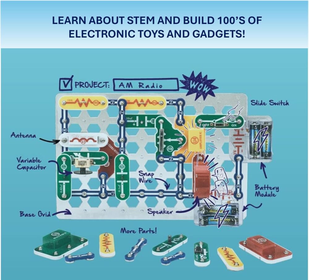 Snap Circuits Classic SC-300 Electronics Exploration Kit | Over 300 Projects | Full Color Manual Parts | STEM Educational Toy for Kids 8+ 2.3 x 13.6 x 19.3 inches - Image 5