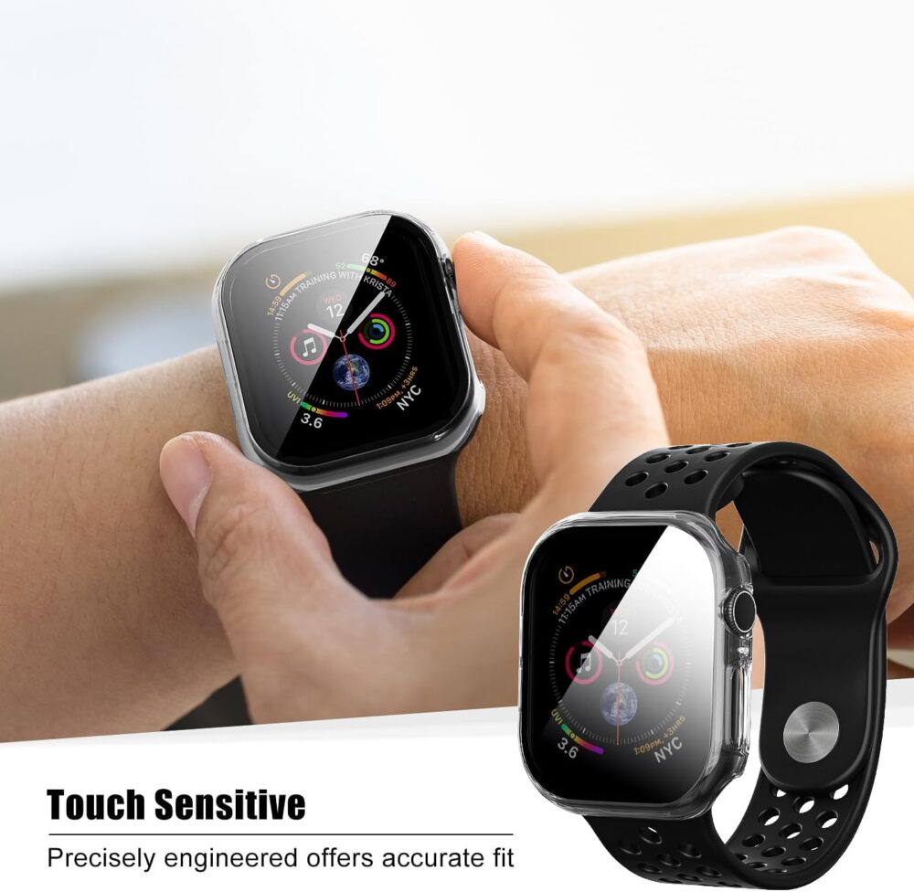 2 Pack Privacy Case for Apple Watch Screen Protector, Anti-Spy Tempered Glass Film Apple Watch Cover Hard PC Case Bumper for iWatch Series 10 - Clear/Clear 46mm - Image 6