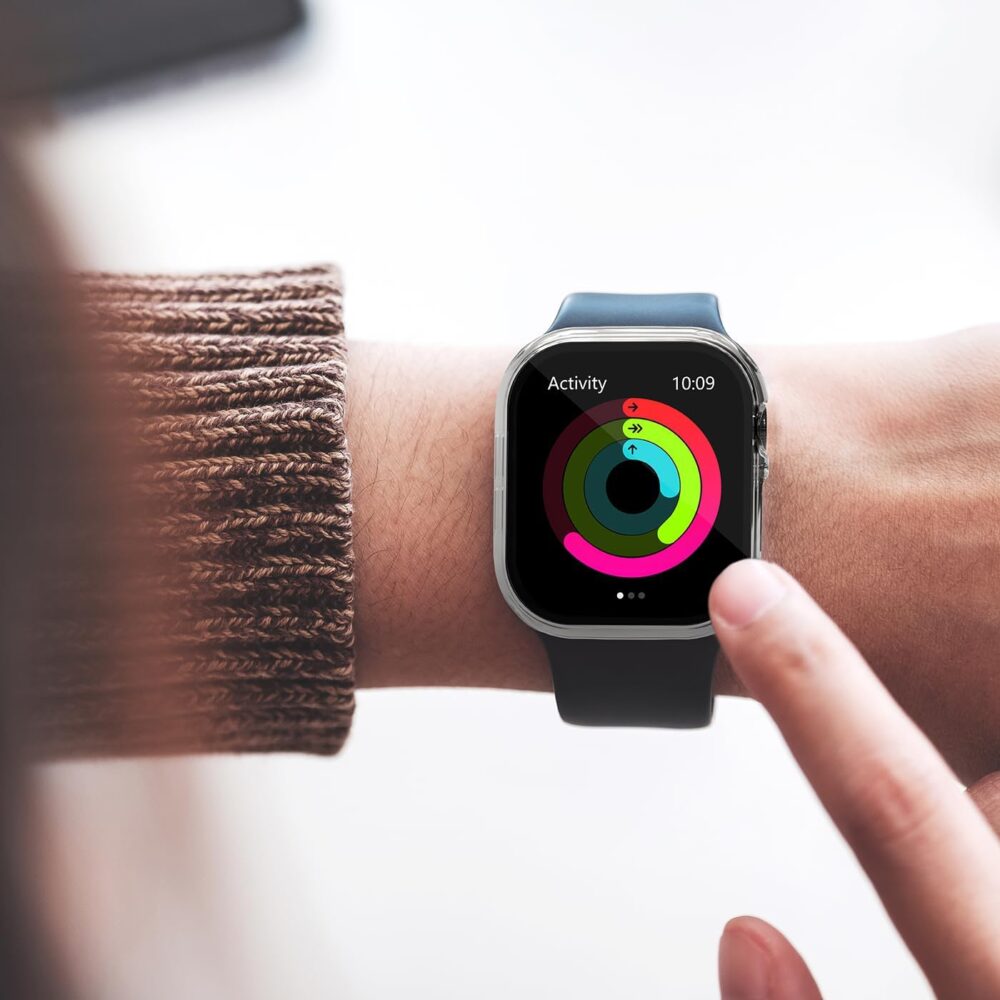2 Pack Privacy Case for Apple Watch Screen Protector, Anti-Spy Tempered Glass Film Apple Watch Cover Hard PC Case Bumper for iWatch Series 10 - Clear/Clear 46mm - Image 9